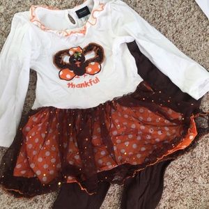 Thanksgiving outfit with brown leggings size 4t